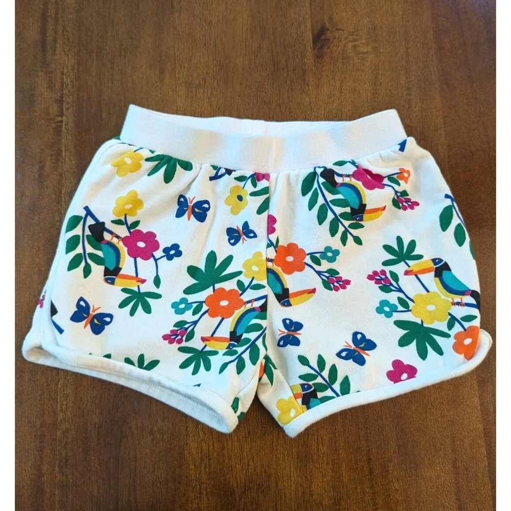 Hanna Andersson Girls Flower Butterfly Bird Pull On Terry Shorts Size 5 110